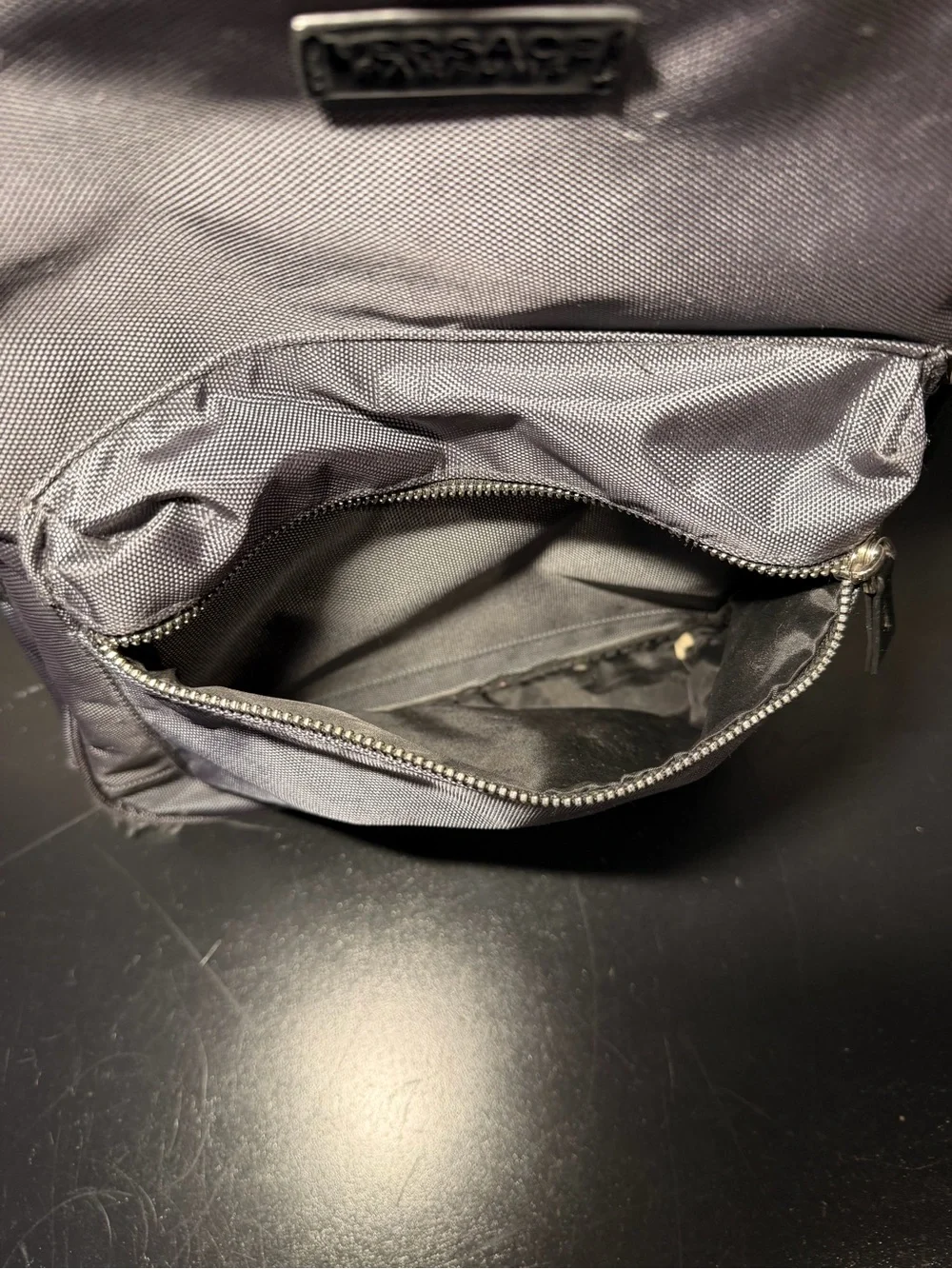 Versace Parfums Gray Medusa Nylon Backpack